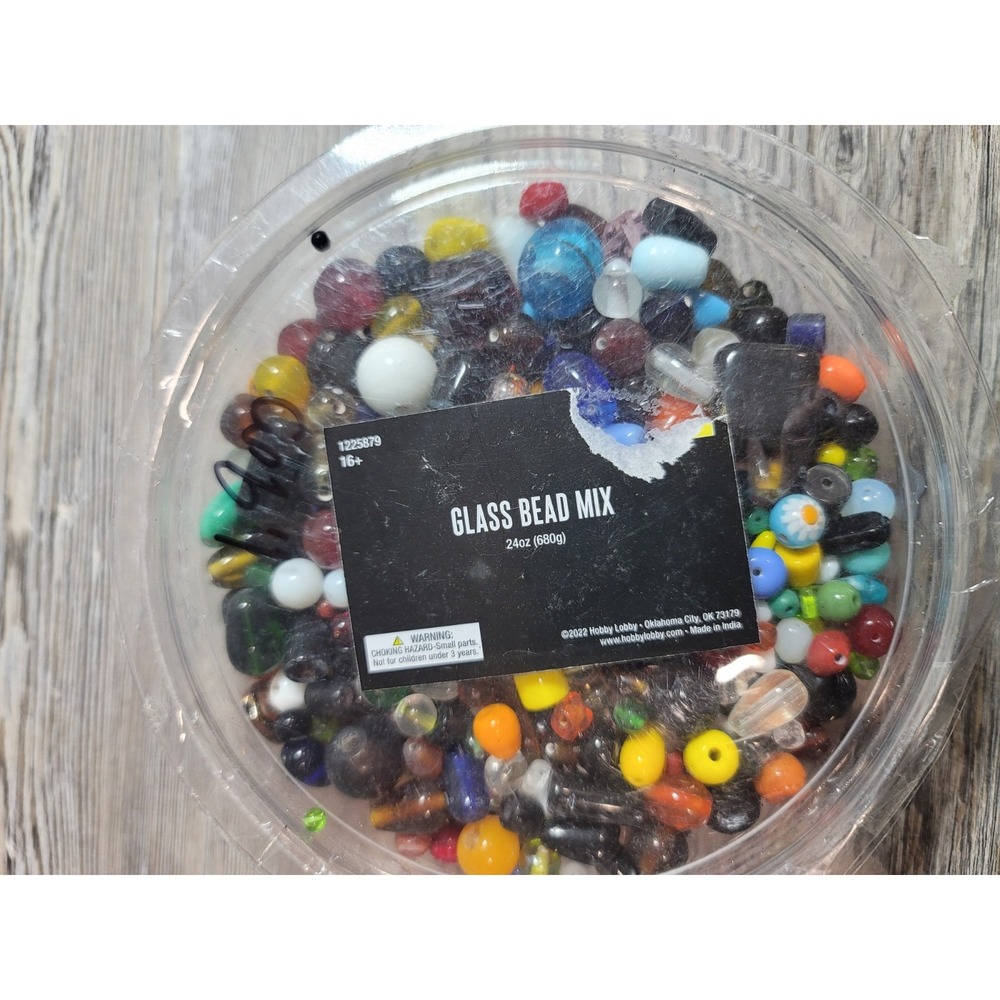Glass Beads 1.9oz variety Small to large New Mix Crafts Neckles bracelets art